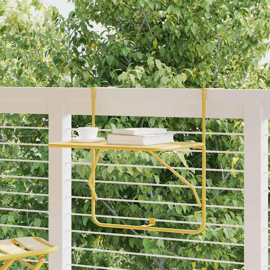Tomostar Table de Balcon Suspendue, Table Pliante de Balcon Rabattable Doré 60x40 cm Acier
