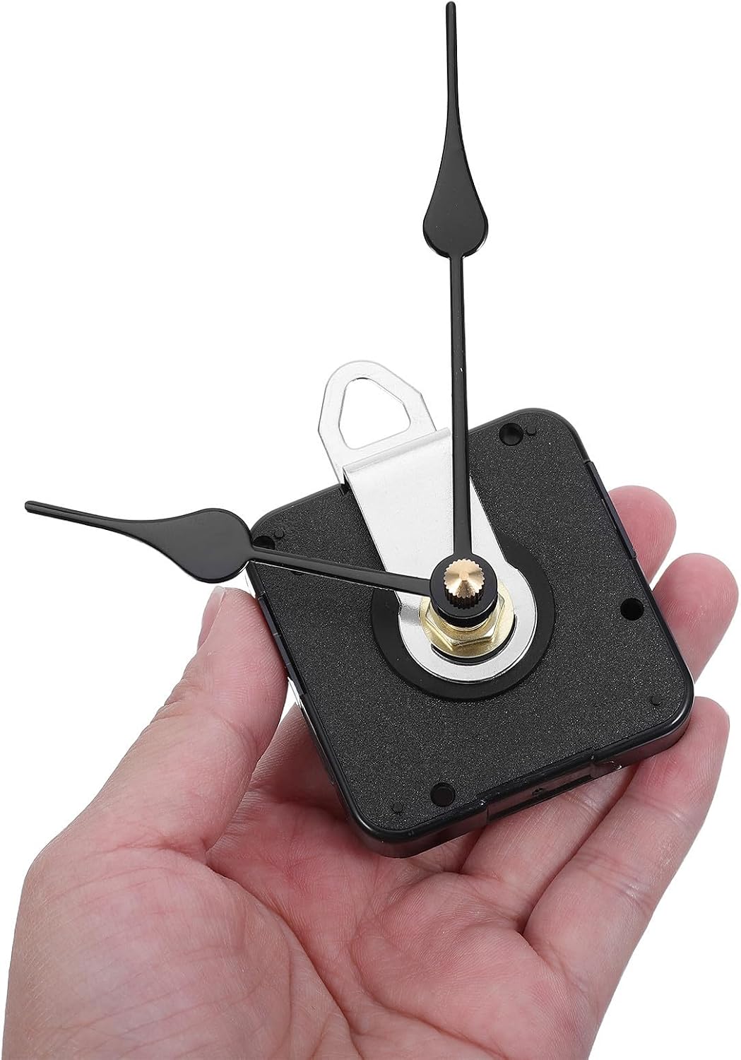 Quartz Clock Movement Replacement Kit High-Torque Silent Motor Long Shaft Includes 4 Sets of Black Plastic Hands for Wall Clock Repair and DIY Projects Easy Installation
