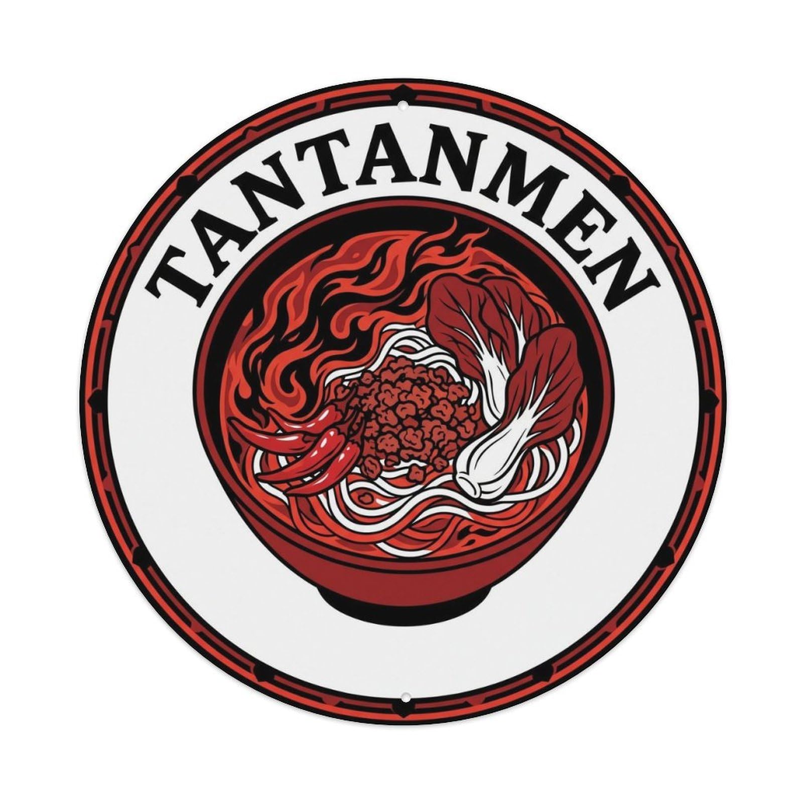 Olyhtr 8X8inch Classic Style Ramen Spicy Tantanmen Chili Ukiyo Woodblock Noodle Bar Metal Tin Sign