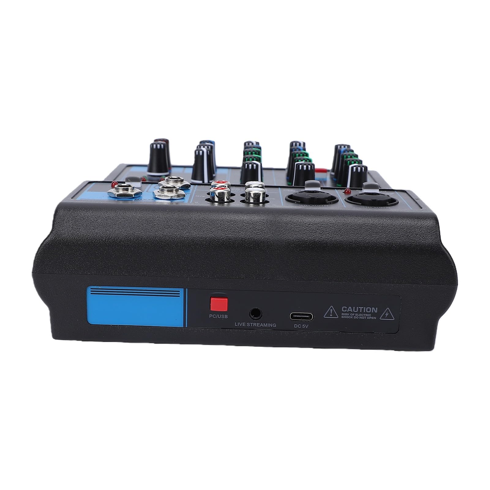 Goshyda Mixer Audio a 4 Canali con Due Microfoni Cordless, Console di Missaggio Audio per Karaoke, Streaming Live, Podcast e registrazione.