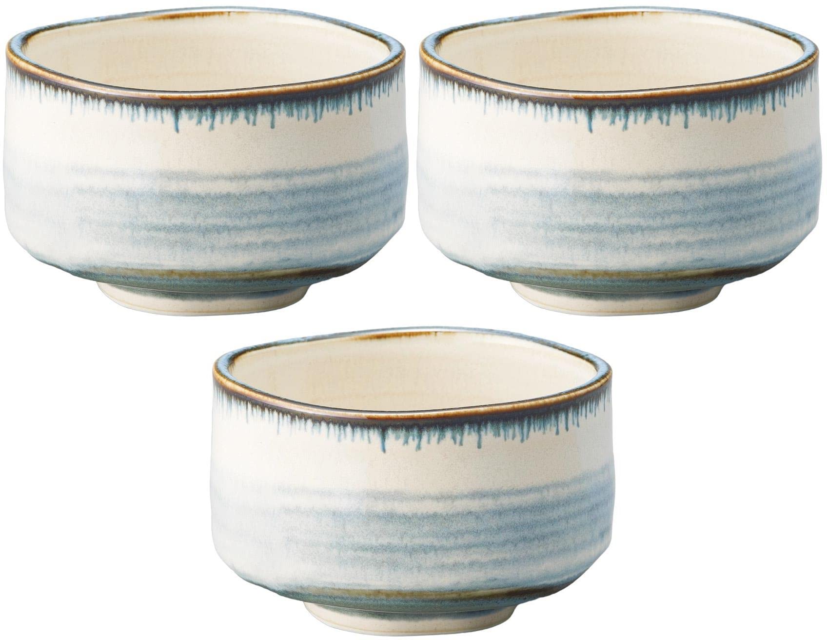 Amazon｜3個セット 青霞抹茶碗 [12×7.5cm] 【抹茶茶碗】｜抹茶碗