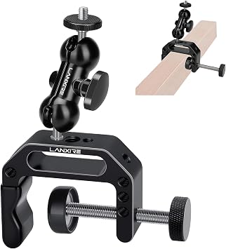 Camera Clamp Mount C Clamp with Magic Arm - Perfect for Fence, Desk, Tripod, Monitor, Light, GoPro, Insta360, DSLR - Essential Tool for Outdoor Projects, Broadcasting, Photography
