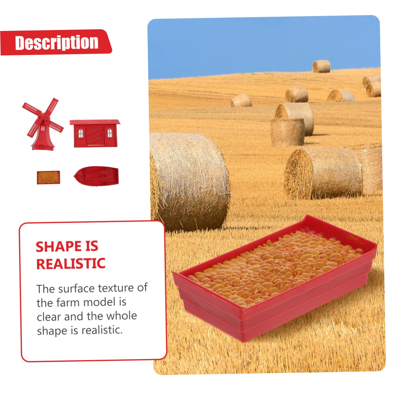 Lurrose 16 Piezas Modelo de Granja Decoracion Miniatura Juguetes Modelo de Granja para niños decoración Juguetes niño Accesorio de diseño en Miniatura Accesorio de Paisaje Molino Rojo