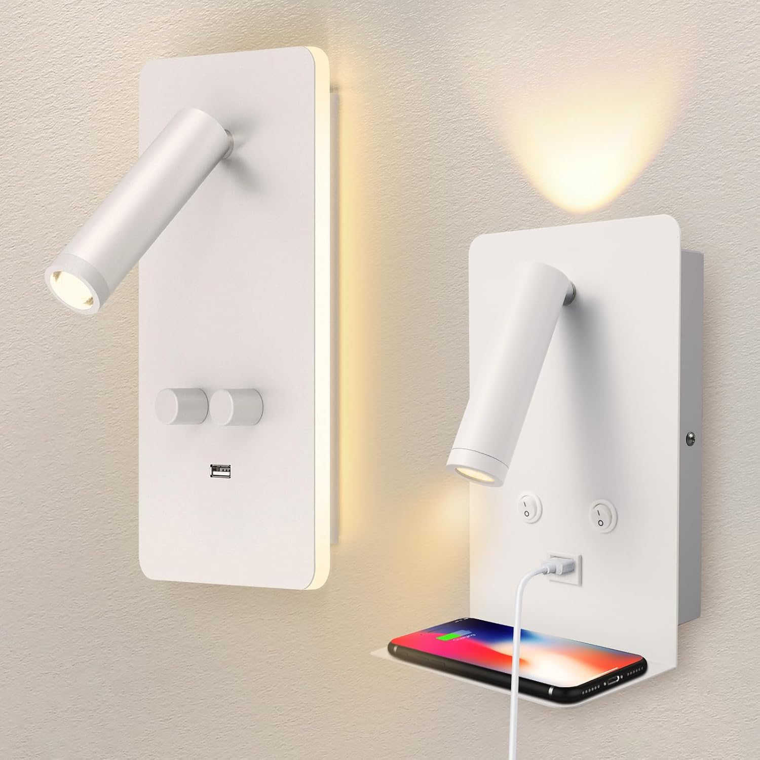 HYMELA M04 Dimmable Wall Mount Reading Light + M03 Plug in Wall Sconce