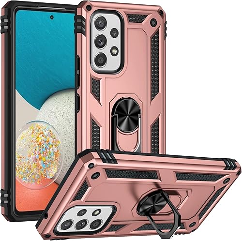 Miniatura 9 de Dionsibei Funda de grado militar para Samsung Galaxy A53 5G, funda Galaxy A53 360 metal giratorio anillo soporte soporte armadura resistente a