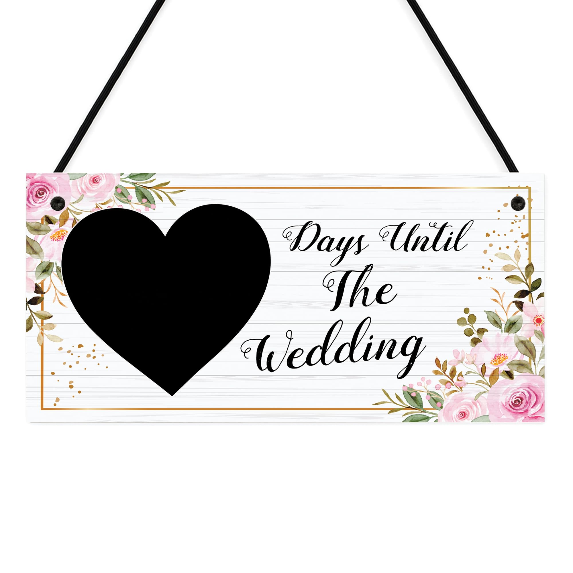 Red Ocean Days Until The Wedding Sign - Wedding Countdown Plaque, Bridal Shower Engagement Gift, Floral Wedding Decor for Bride To Be, Fiance Fiancee Gifts