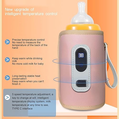 Miniatura 4 de Calentador de biberones, calentador de leche rápido para bebés, calentador de biberones portátil, multifuncional, USB, para el hogar, viajes,