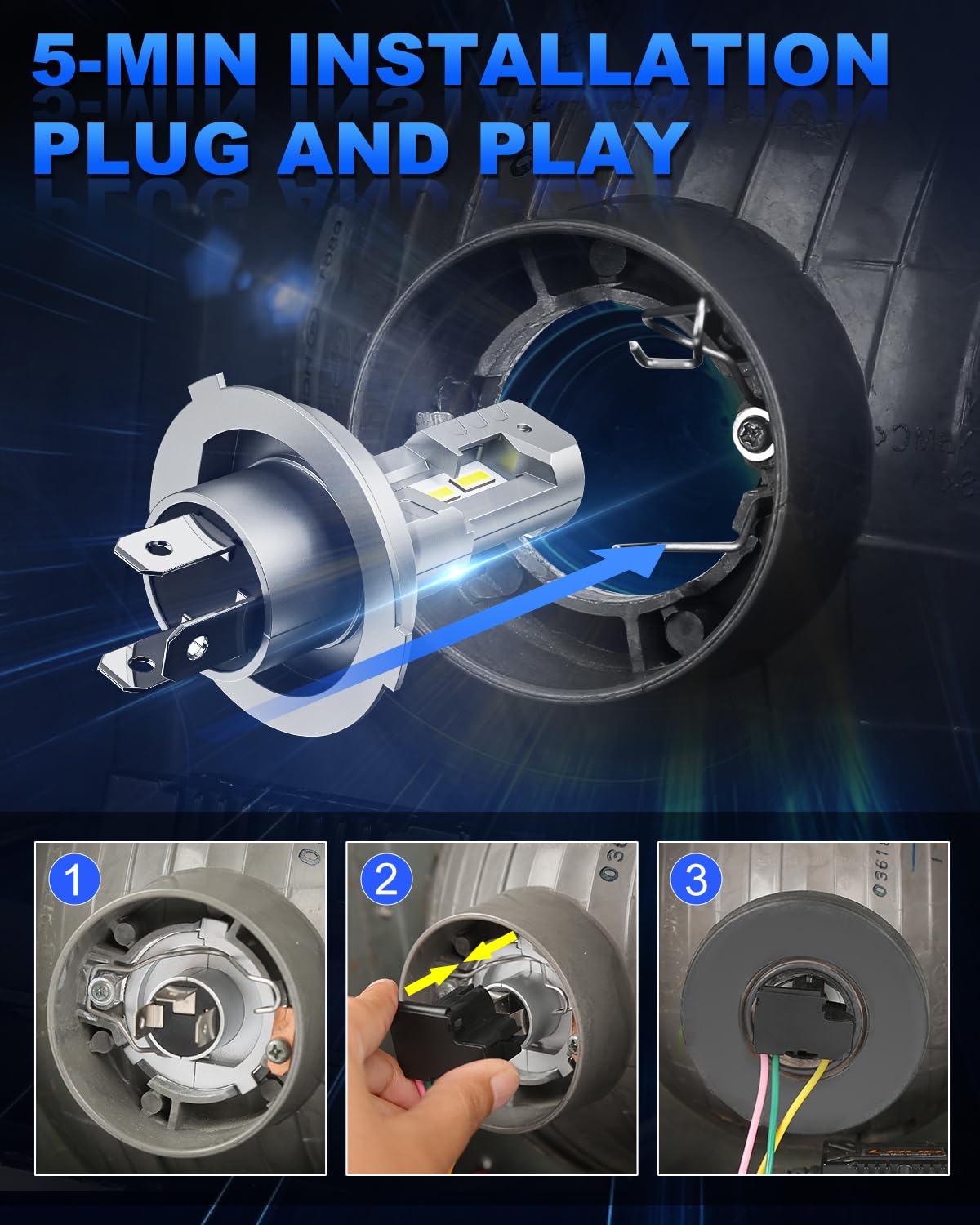 SUPAREE Bombilla LED H4 Motocicleta Bombilla H4 LED Moto Lampara LED Moto para Faro de Moto Hi/Lo 6000K 600% 8000LM 25W 12v/24v 1:1 Mini Size Plug y Play 1 Pc