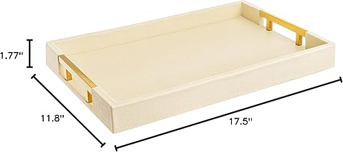 Miniatura 7 de Bandeja rectangular hermosa, moderna y elegante, 18 x 12 pulgadas, decoración brillante, con asas, para apoyar sobre mesa de centro otomana, como