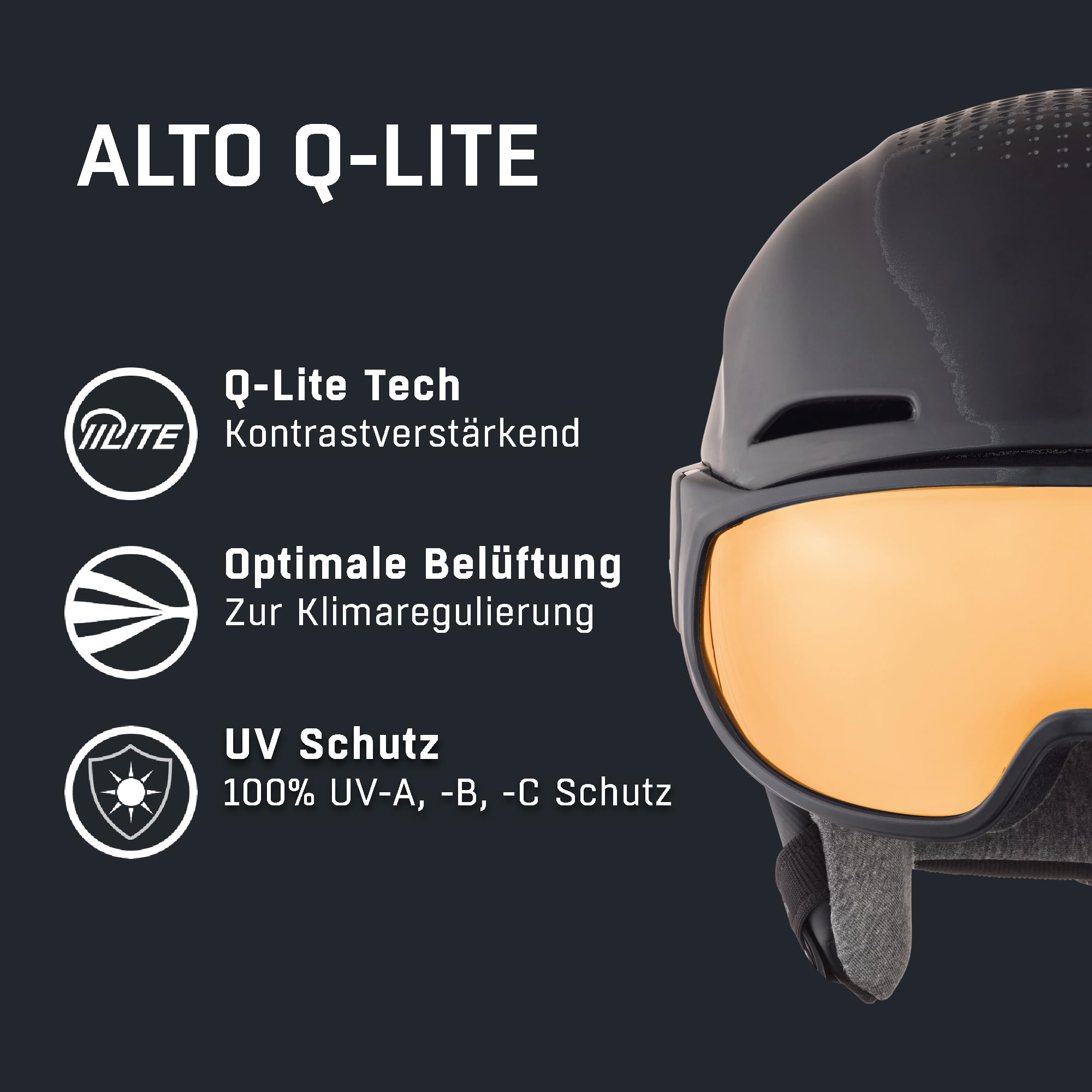 Alpina Alto Q-LITE - sicherer, stoßabsorbierender & individuell anpassbarer Skihelm für Erwachsene, mit kontrastverstärkendem Visier