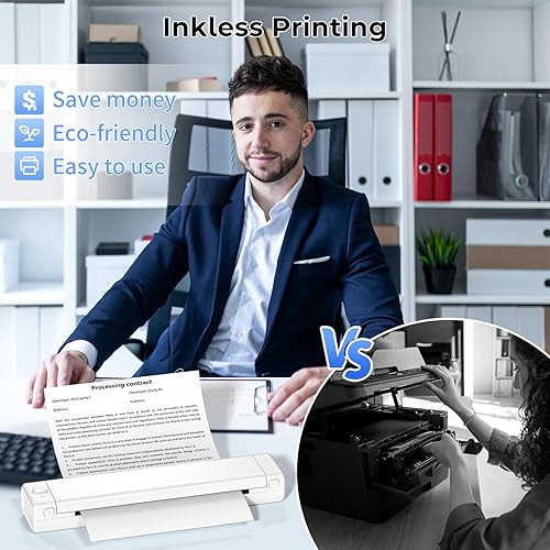 Miniatura 5 de Phomemo Impresora portátil inalámbrica para viajes, impresora Bluetooth sin tinta M08F solo soporta papel térmico de 8.5 x 11 pulgadas, impresora