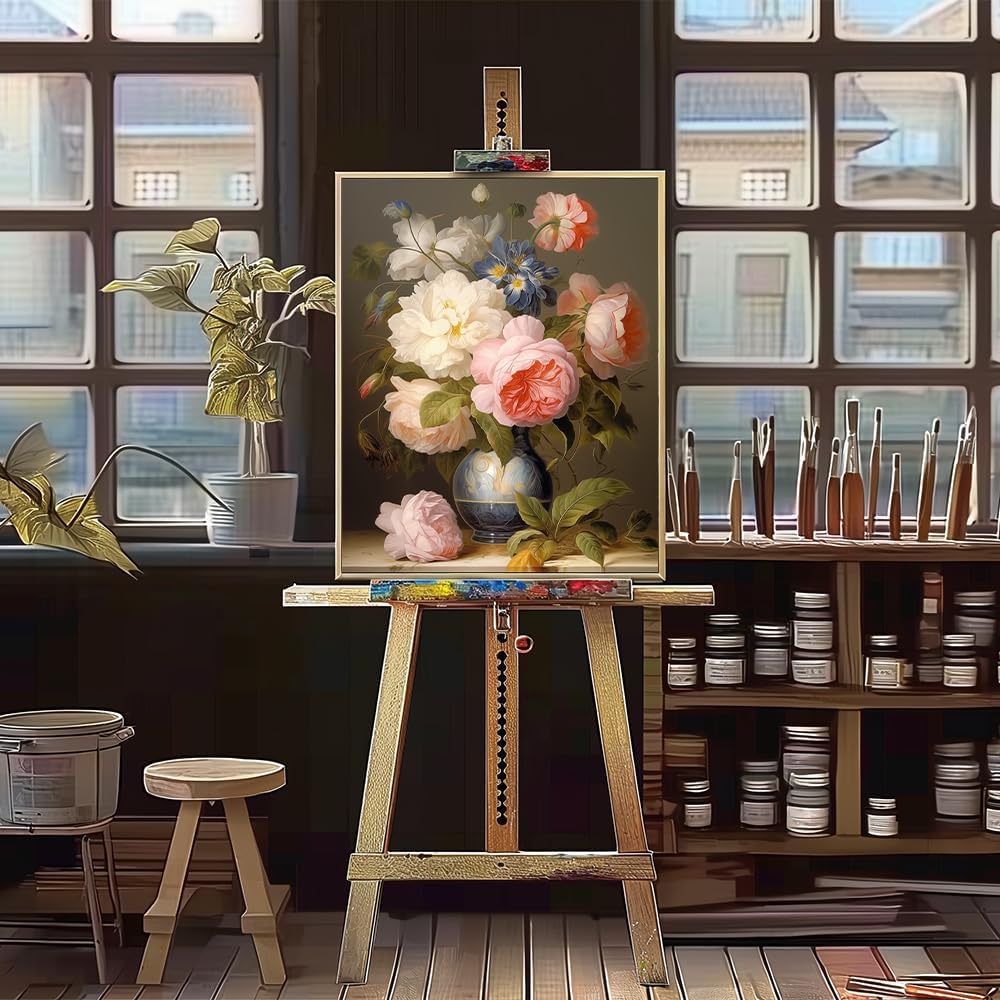 Natuyalo Paint by Numbers for Adults - DIY Adult Paint by Number Kits Painting on Canvas Flowers in Vase Painting by Numbers for Beginners, Plant Art Craft Kits for Adults (16x20 Inch)