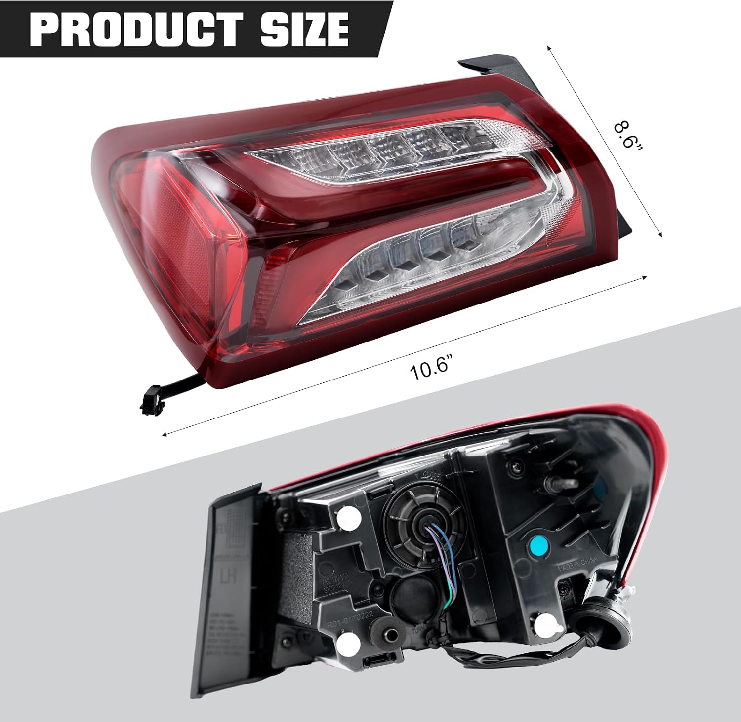 ANTUZE Rear Tail Light Compatible with 2019 2020 2021 2022 Chevy Malibu Taillamp Outer LED Taillight (Passenger right side)