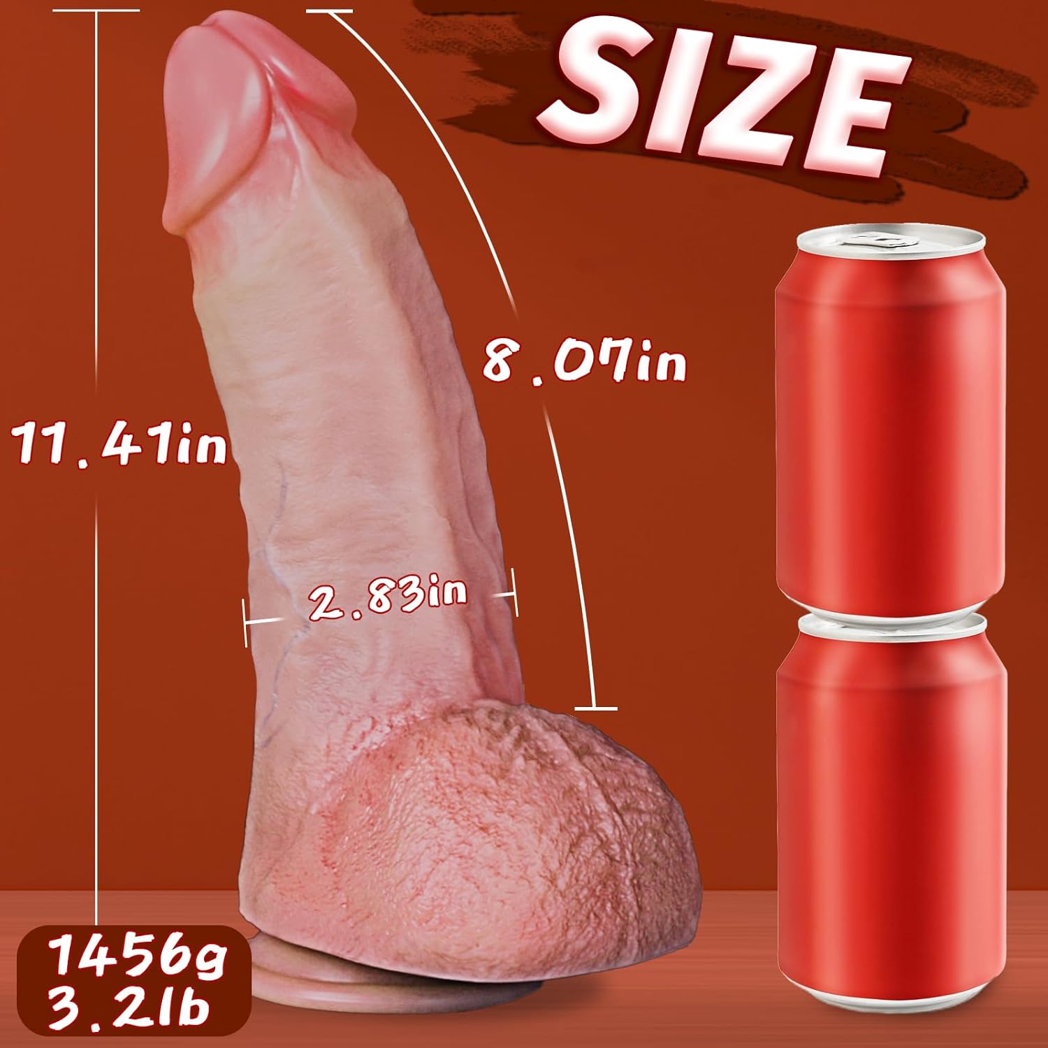 11.41 inch Huge Dildo Thick Dildo, 2.83'' Diameter Big Anal Dildos Realistic Dildos Soft Silicone Strong Suction Cup Hands-Free Gay Sex Toys for Men Women