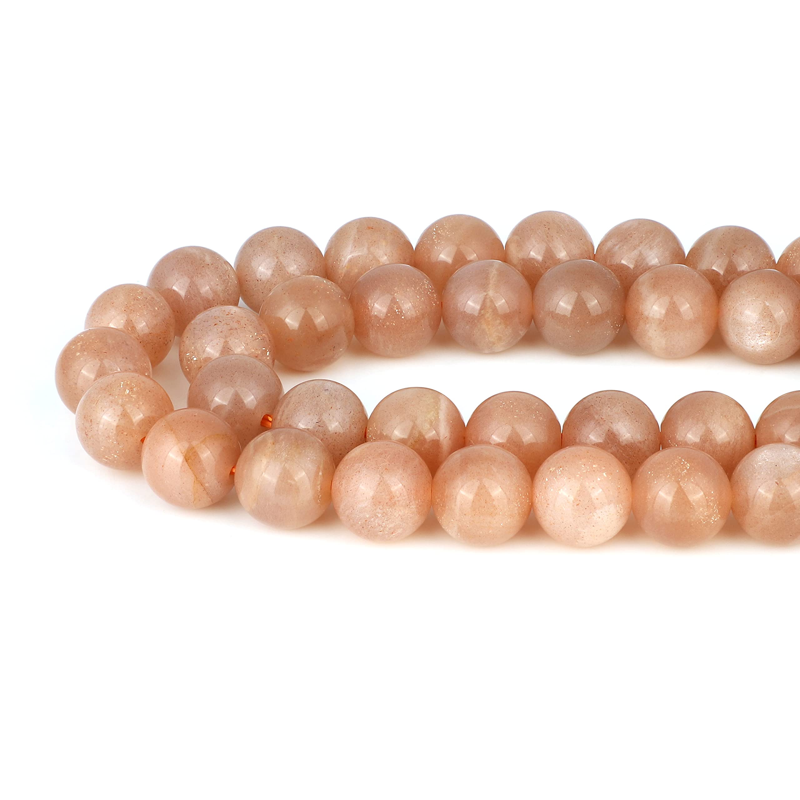 Naturalny kamień księżycowy brzoskwinia luźne koraliki sznur (8 mm) okrągły gładki żweleria tworzenie DIY - (39 cm) 1 sznurek na naszyjnik, bransoletka, kolczyki, 39 cm, Kamień szlachetny, Kamień księżycowy brzoskwinia