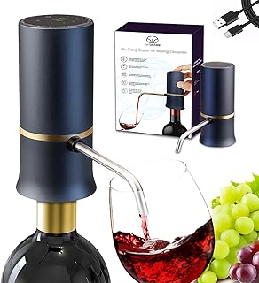 Electric Wine Dispenser, Aerator, Vacuum Wine Pump with Touch LED Display, Wine Temperature Monitor, One Touch Automatic Wine Pourer with USB Rechargeable, Gifts for Men & Women Wine Lovers (Blue)