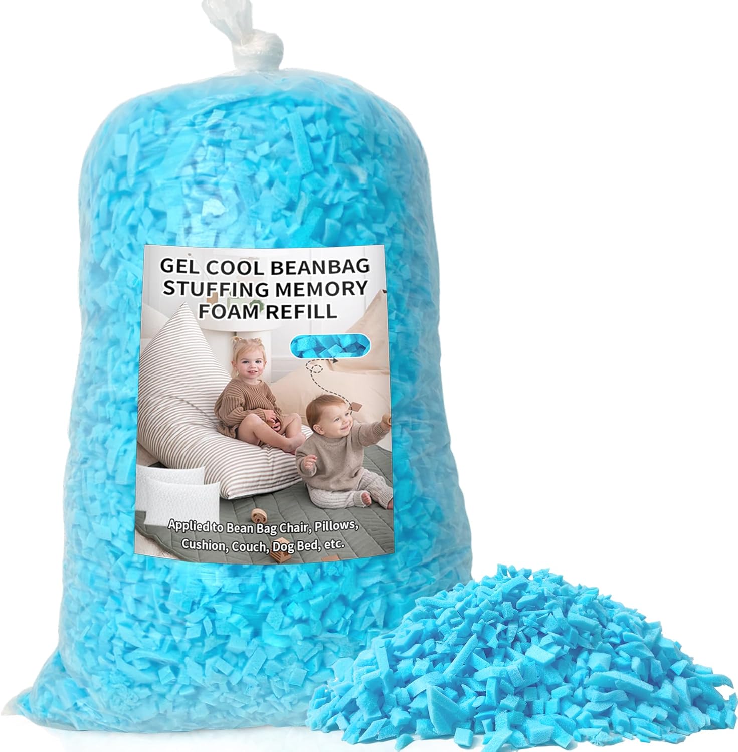 Bean Bag Filler, 5lbs Shredded Memory Foam Filling, Soft Pillow Stuffing Bean Bag Refill Foam for Couch, Cushion, Stuffed Animals, Dog Bed, Arts Crafts