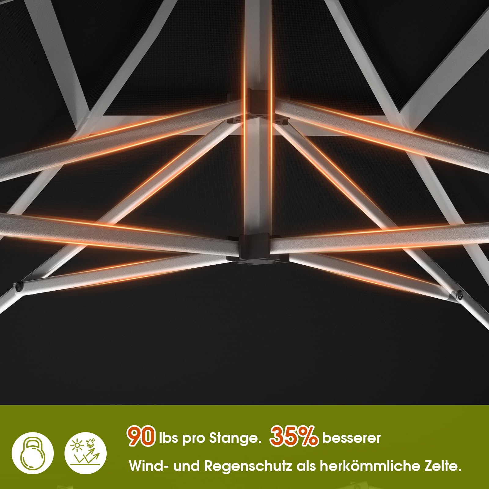 JUMMICO Faltpavillon 3x3 mit Hoher Spitze, um 60% Verbesserte Regenschutzleistung. UV 50+, Pavillon 3x3 Wasserdicht Stabil Winterfest, Shelter mit seitenwänden, für Garten und Camping, Dunkelgrau