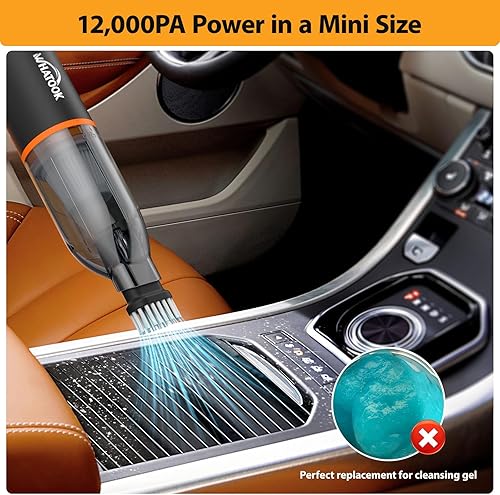 Miniatura 6 de WHATOOK Aspirador de coche sin cable 3 en 1 potente aspiradora de mano y plumero de aire, 12000 PA ligero mini portátil recargable de mano Hoover