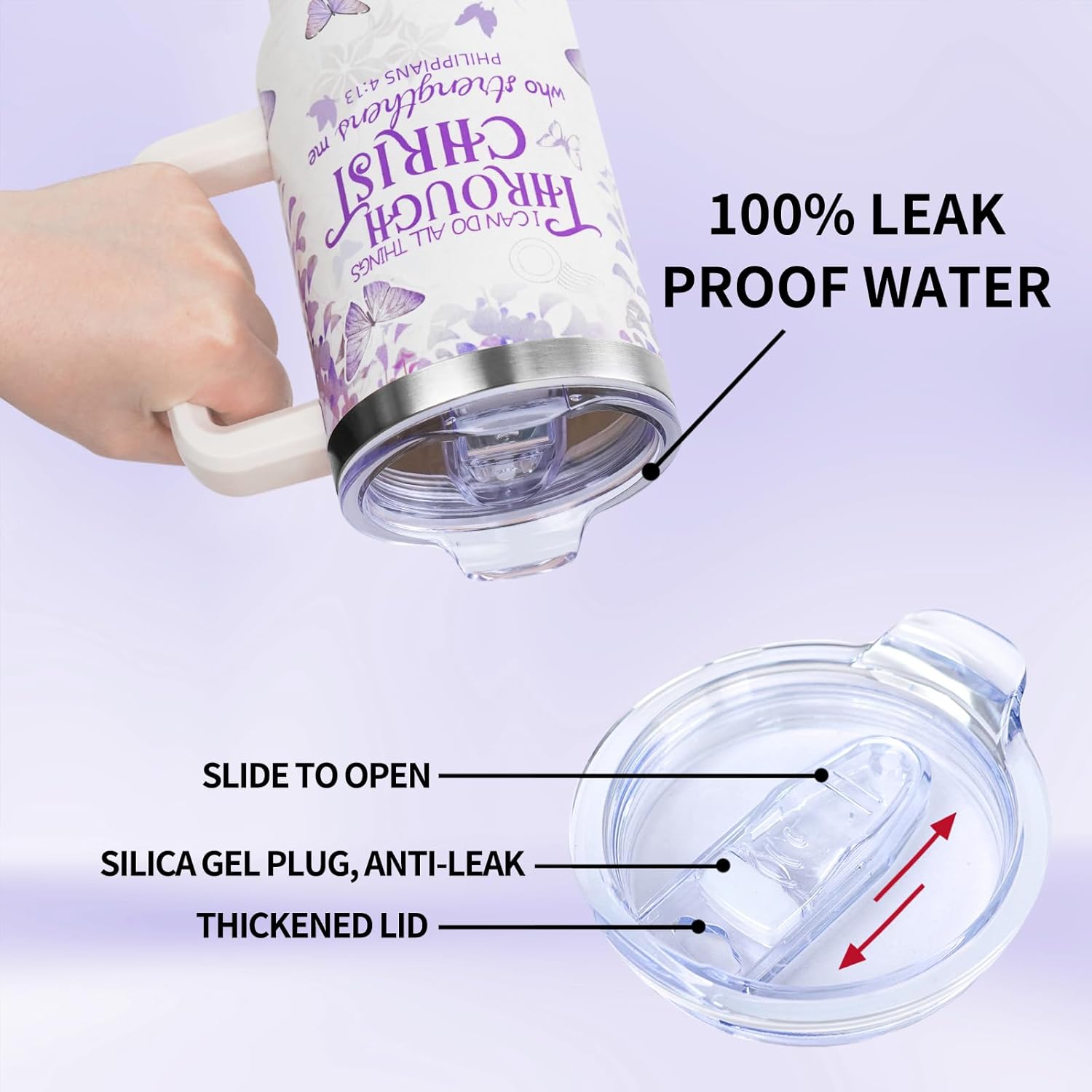 30 Oz Christian Tumbler with Handle and Straw Christian Coffee Travel Cup Mug Water Bottle, Religious Gifts for Women Christian Catholic Bible Gifts, Christmas Birthday Gifts for Women, Friends - Image 3