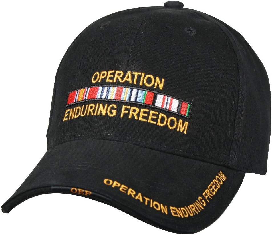 Rothco Deluxe Operation Enduring Freedom Low Profile Cap, Black OEF Veteran Hat