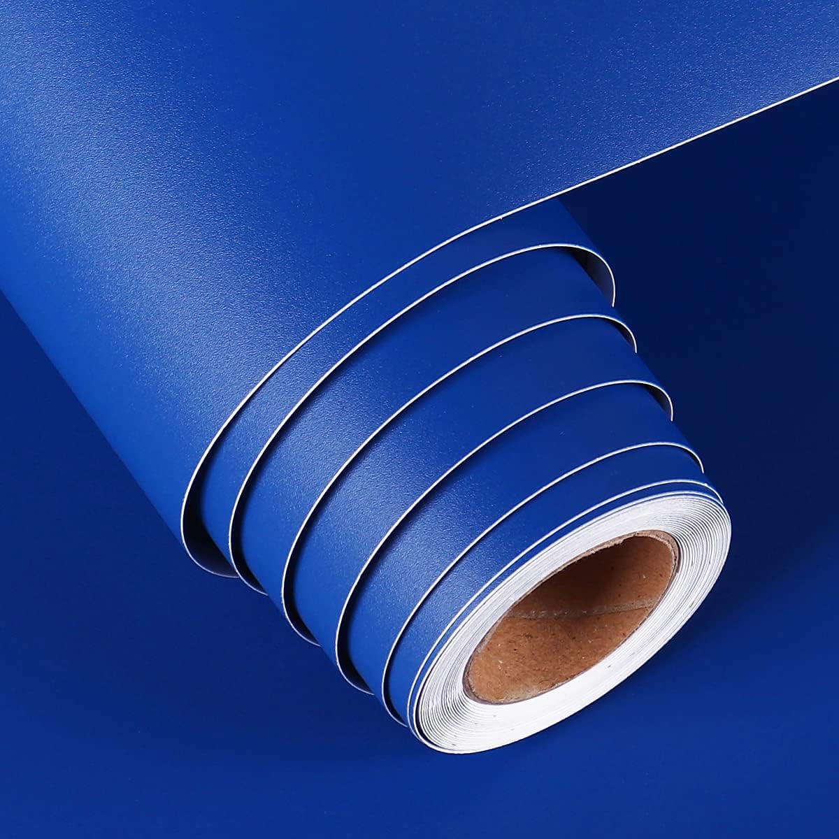 FunStick 60CM x 5M Papel Pintado Pared Dormitorio Azul Real Papel Tapiz Autoadhesivo Pared Vinilo Adhesivo Azul Oscuro Mate Vinilos Adhesivos para Cocina Baño Revestimiento Vinilos Escritorio Mesa