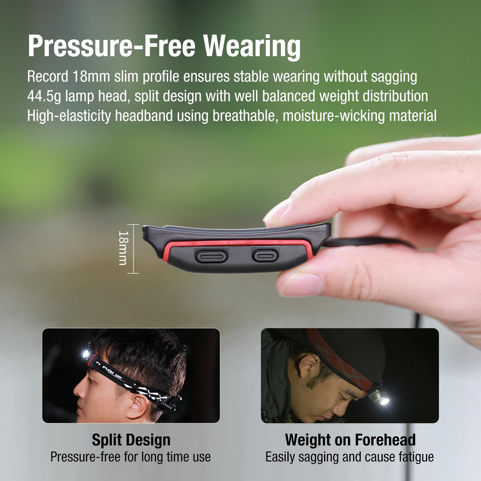 klarus HM5 Rechargeable Headlamp, 800 Lumens Ultra Long Battery Life Headlight, 105 Hours Runtime, IPX6 Waterproof