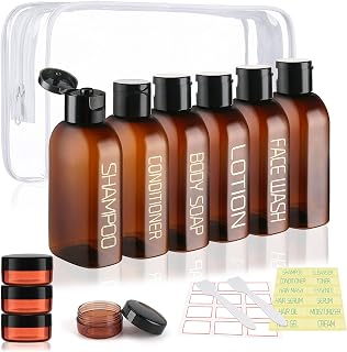 Cosywell Travel Bottles for Toiletries 10PCS Plastic Squeeze Bottles TSA Approved Travel Size Containers Leakproof Plastic Cream Jars Refillable Cream Lotion Travel Essential Toiletries