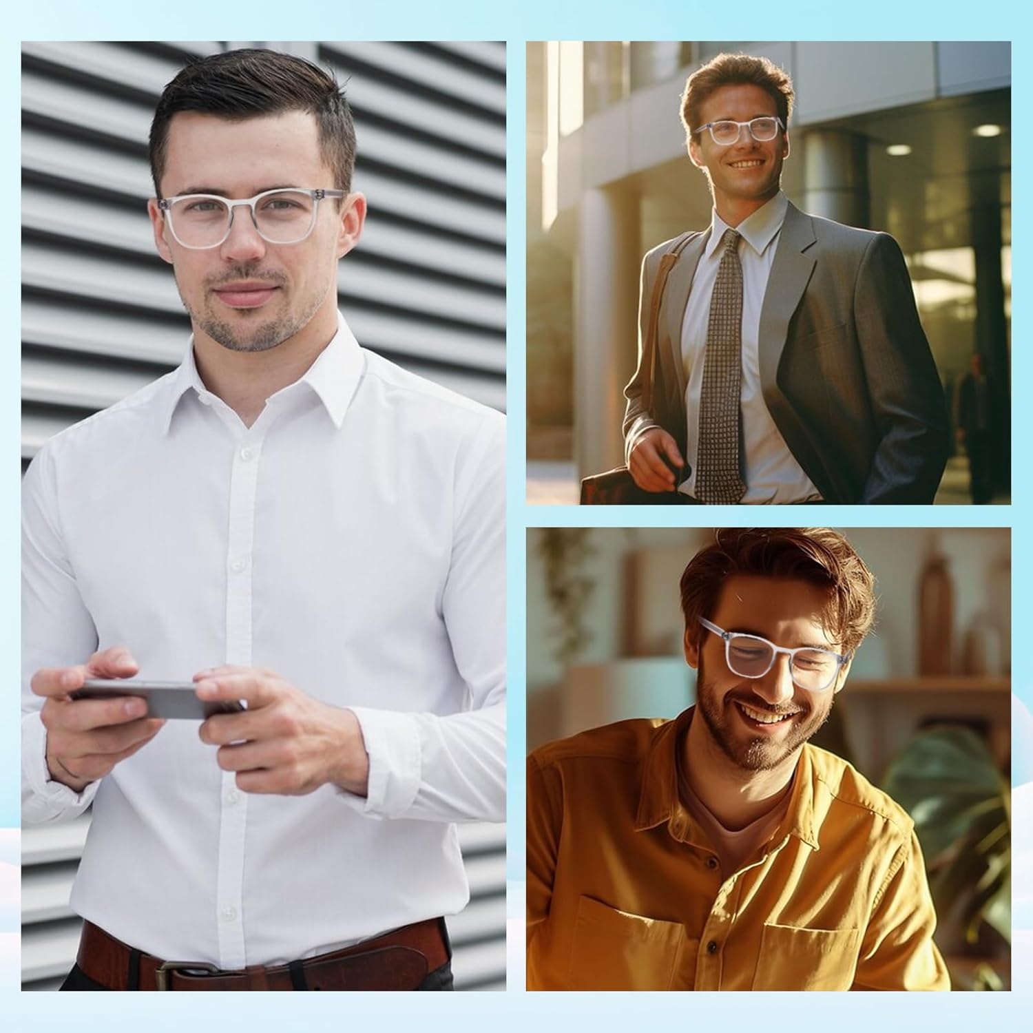 Progressive Multifocus Reading Glasses for Men No Line Bifocal Transition Readers with Metal Core Wire - Image 5