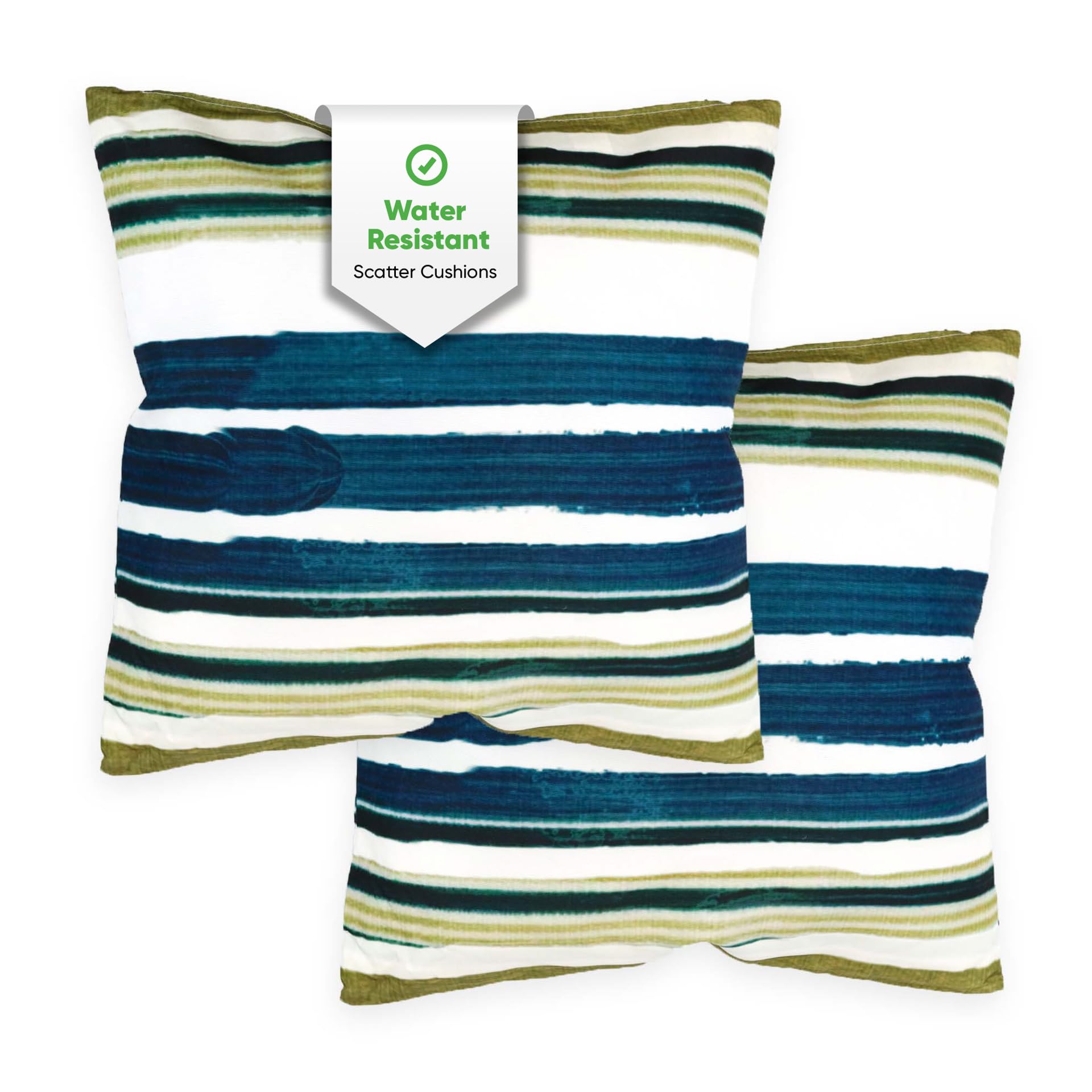 Gardenwize Painted Stripe Pack Of 2 Outdoor Scatter Cushions – Design Garden Furniture Cushions, Weather Resistant Decorative Pillows, Includes 2 Covers & 2 Cushion Inserts