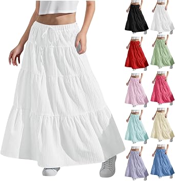 Skirts for Girls Boho High Waist Maxi Skirt Cute Trendy Preppy Teen Girl Clothes Swing A Line Long Skirts
