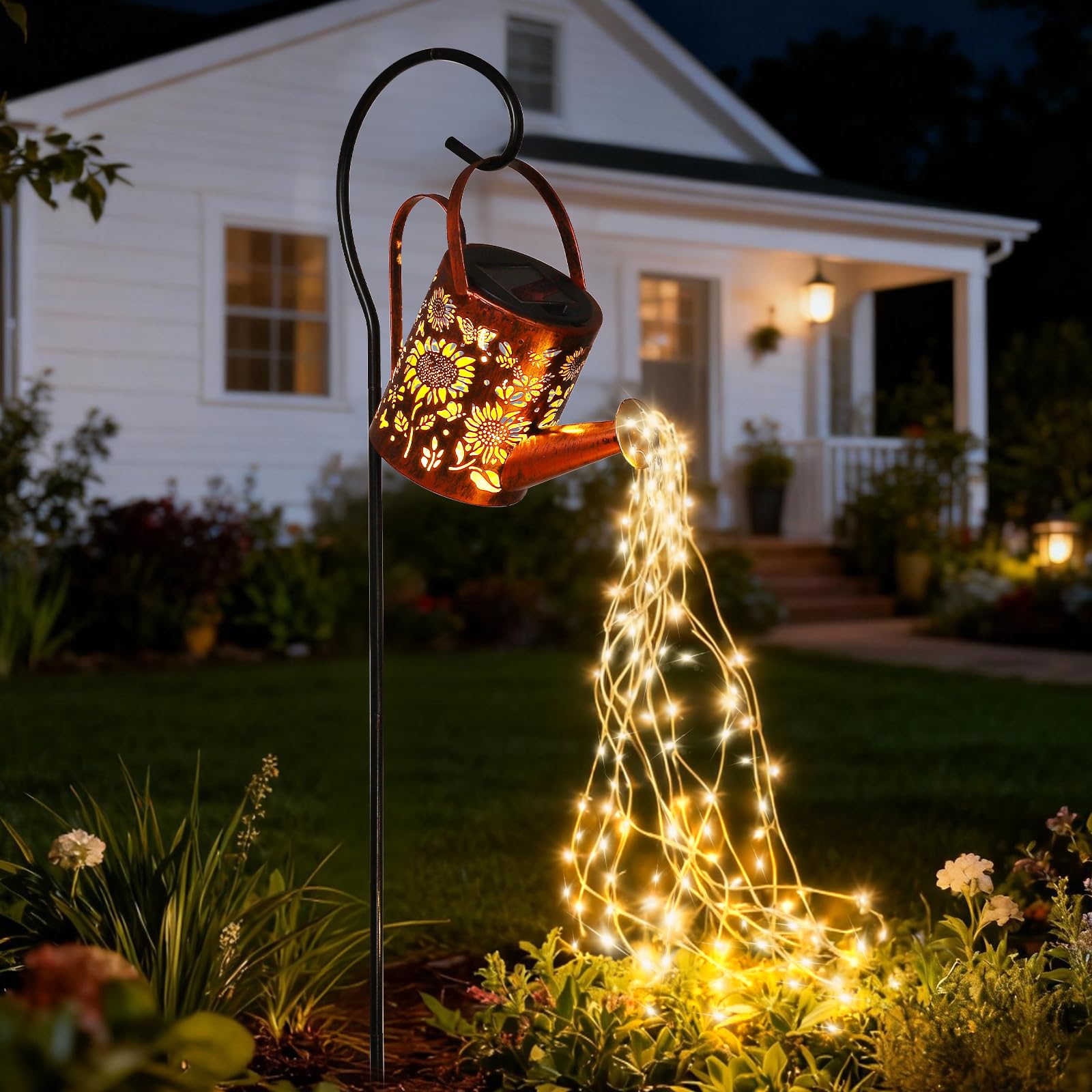 Solar Lights Outdoor Garden Sunflower Gardens Light, Gardening Gifts, Mon Solar Watering Can Lantern for Garden, Patio, Yard, Pathway Lantern Plant Decoration