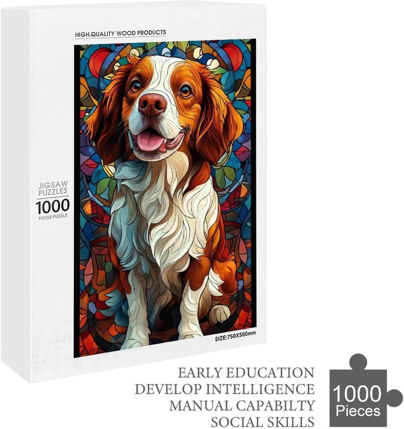 1000 Piece Wood Jigsaw Puzzles for Adults English Springer Spaniel Dogs Wood Puzzles for Adults Games Family Education Toys Gifts
