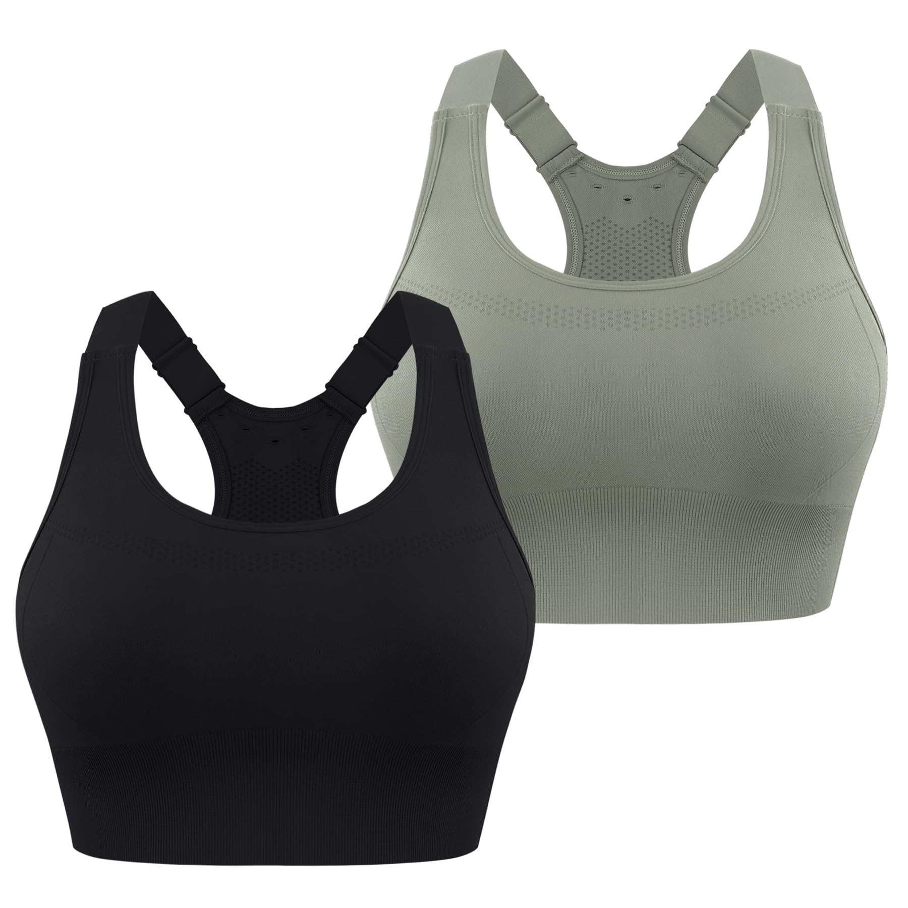 Leversic Women's High Impact Sports Top Adjustable Straps Bra | Sujetador Deportivo de Espalda Cruzada Tallas Grandes Con Diseño Perforado, Ideal Para Correr, Entrenar en el Gimnasio