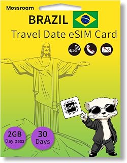 Brazil eSIM - Prepaid 2GB 5G/4G Data，for 30 Days - Easy QR Code Setup - No Roaming, No Contracts - Ideal for Short & Long Trips