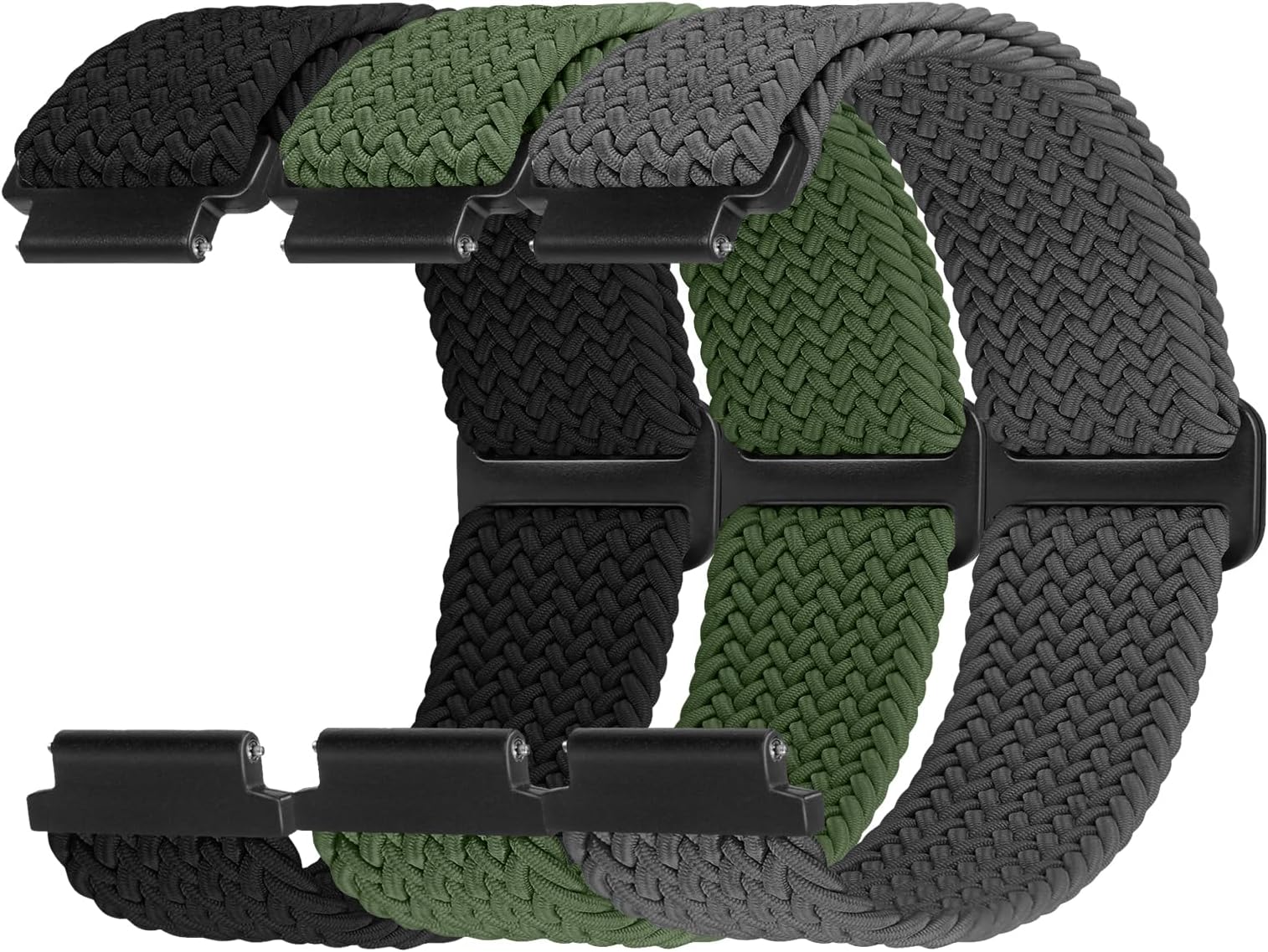 Braided Nylon Watch Bands Compatible with 16mm 18mm 19mm 20mm 22mm Watch Bands Quick Release Replacement Wristband, Adjustable Stretchy Straps Fabric Bands for Men Women