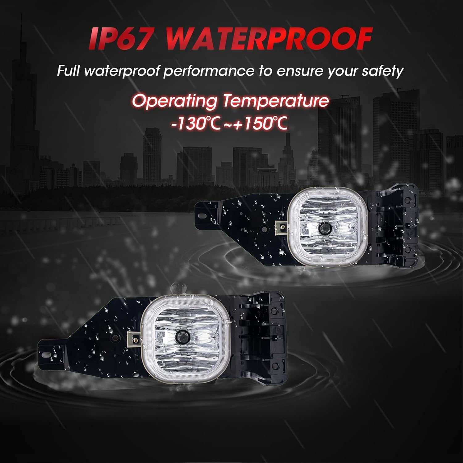 Fog Lights Assembly Replacement For 2005-2007 Ford F250/F350/F450/F550 Super Duty,2005 Ford Excursion With H10 12V 42W 1pair(Clear Lens)