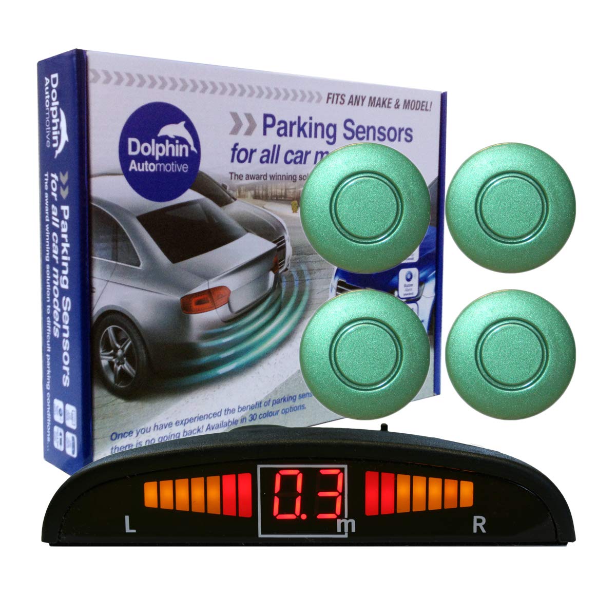 Dolphin Automotive DPS450 Reverse Parking Sensors In 32 Colours 4 Ultrasonic Radar Sensors Kit Audio & Display Alert System - Matt Black — view 6