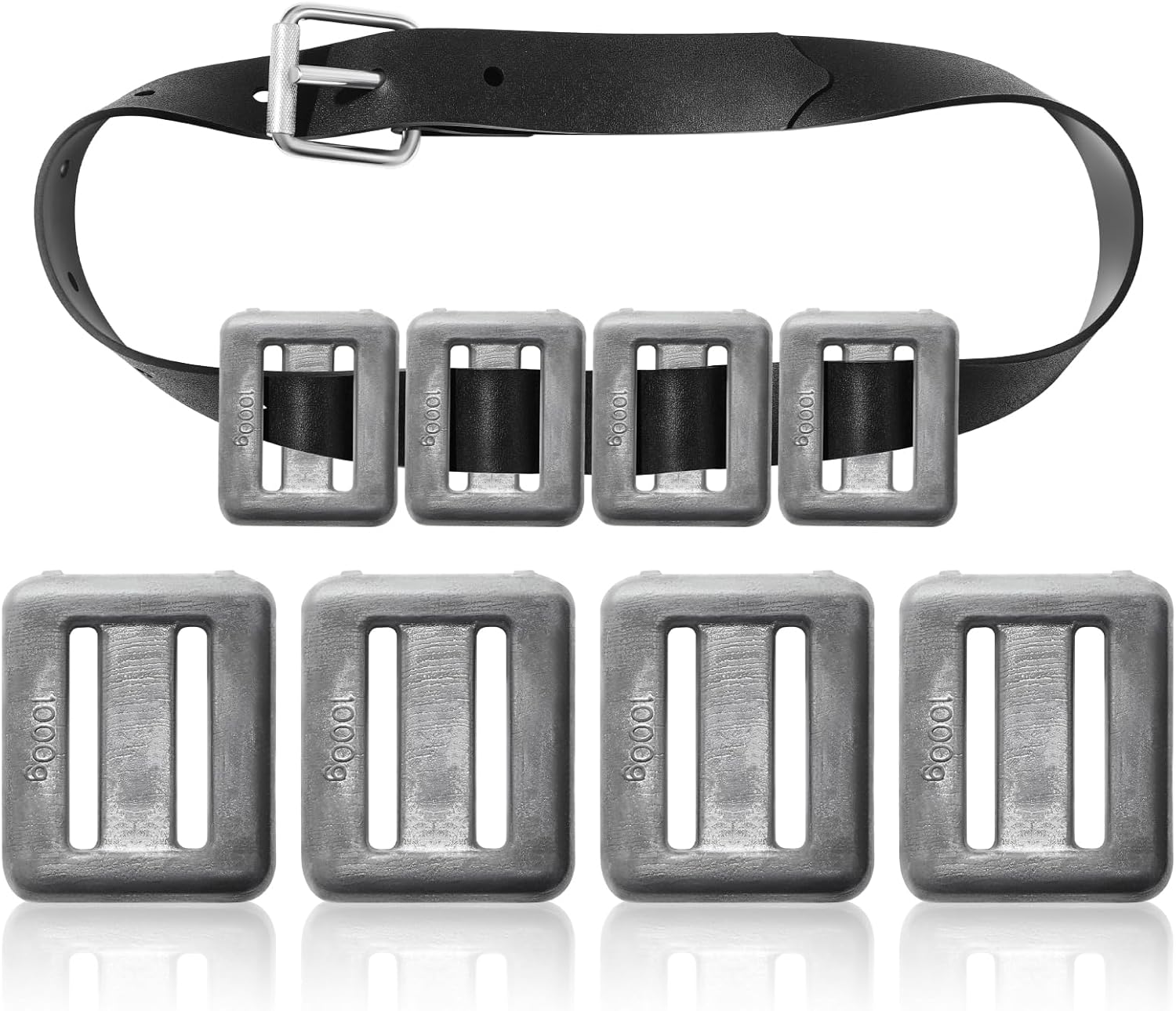 Shimeyao 4 Pcs 2.2 lb Dive Weights Rubber Belt for Scuba Diving Weight Belt with Metal Buckle Scuba Metal Block for Summer Freediving Spearfishing Underwater Operations