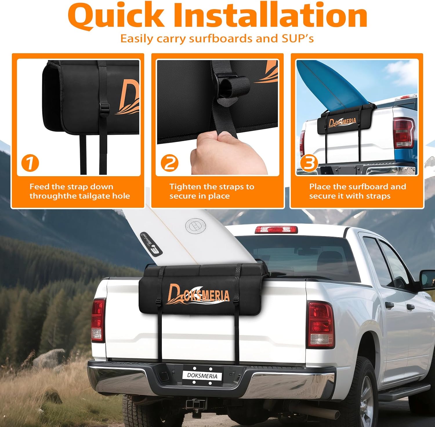 Tailgate Surfboard Pad, Upgrade Tailgate Surf Pad with Extra Thick Padding & Flannel Lining, Foldable Surfboard Tailgate Pad for SUP, Longboard, Surfboard, Ladders, Lumber