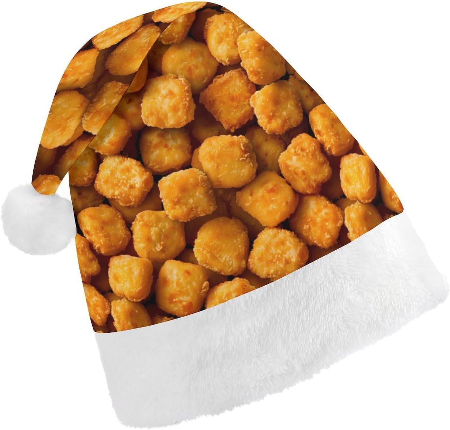 Chicken Nuggets Unisex Santa Hat Funny Christmas Hats Xmas Cap for Christmas New Year