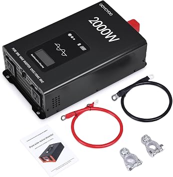2000W Pure Sine Wave Inverter 12V DC to 120V AC Converter for Home,Equipped with an LCD Screen,RV, Truck, Camping, Trailer, Support Li, AGM, SLD, Gel, FLD Batteries