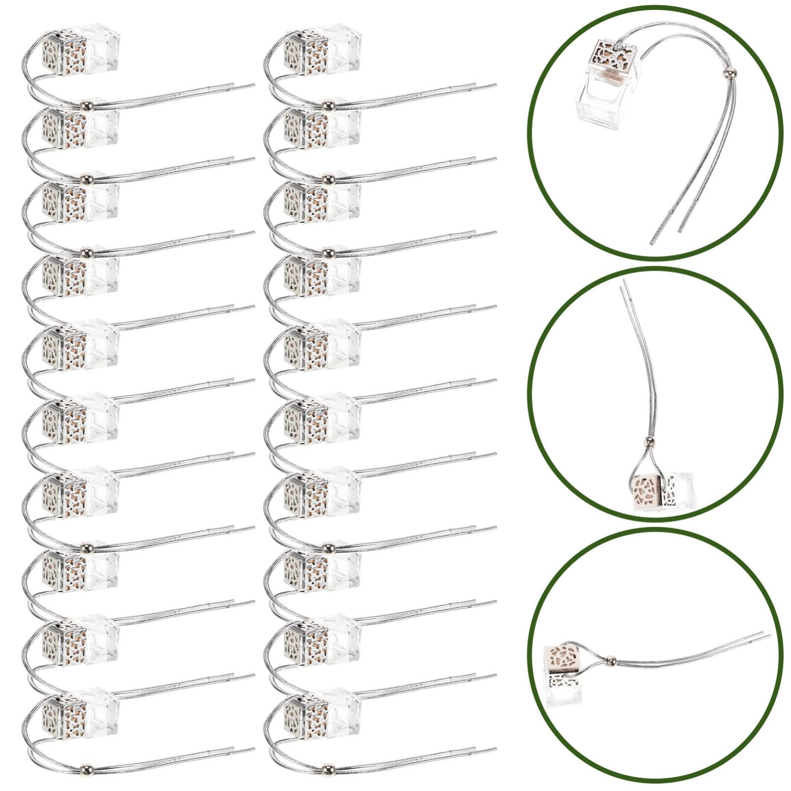 Flacone Diffusore Auto Sospeso 20 Pezzi 8ml Vetro Argento