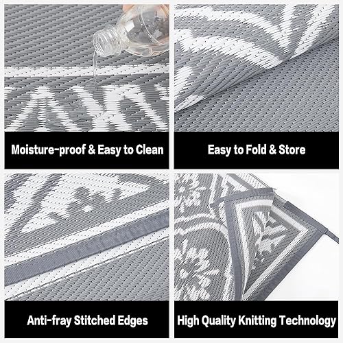 Miniatura 36 de HUGEAR Alfombra de exterior para patios, impermeable, alfombra de exterior grande, hecha de paja de plástico reversible, para campamento, caravana