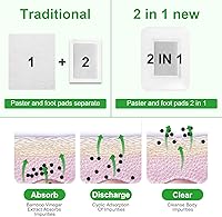 Vista 3 de 2 en 1 20 piezas de almohadillas para pies, almohadillas naturales de vinagre de bambú y polvo de jengibre