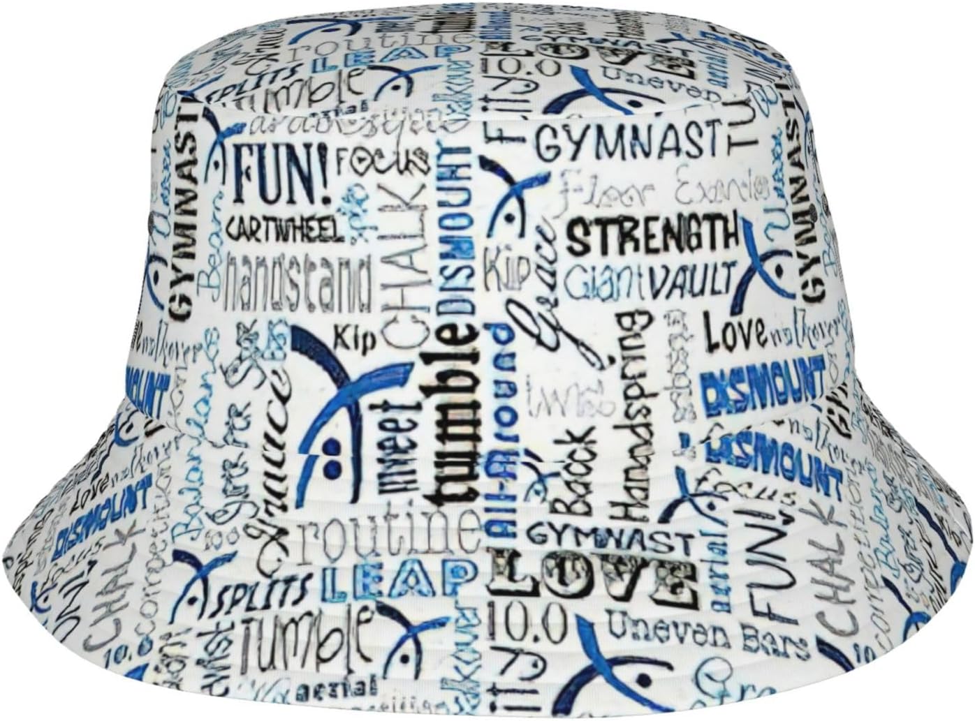 Gymnastics Blue Print Bucket Hat for Men Women,Fun Sun Hats,Fisherman Outdoor Summer Travel Hiking Cap