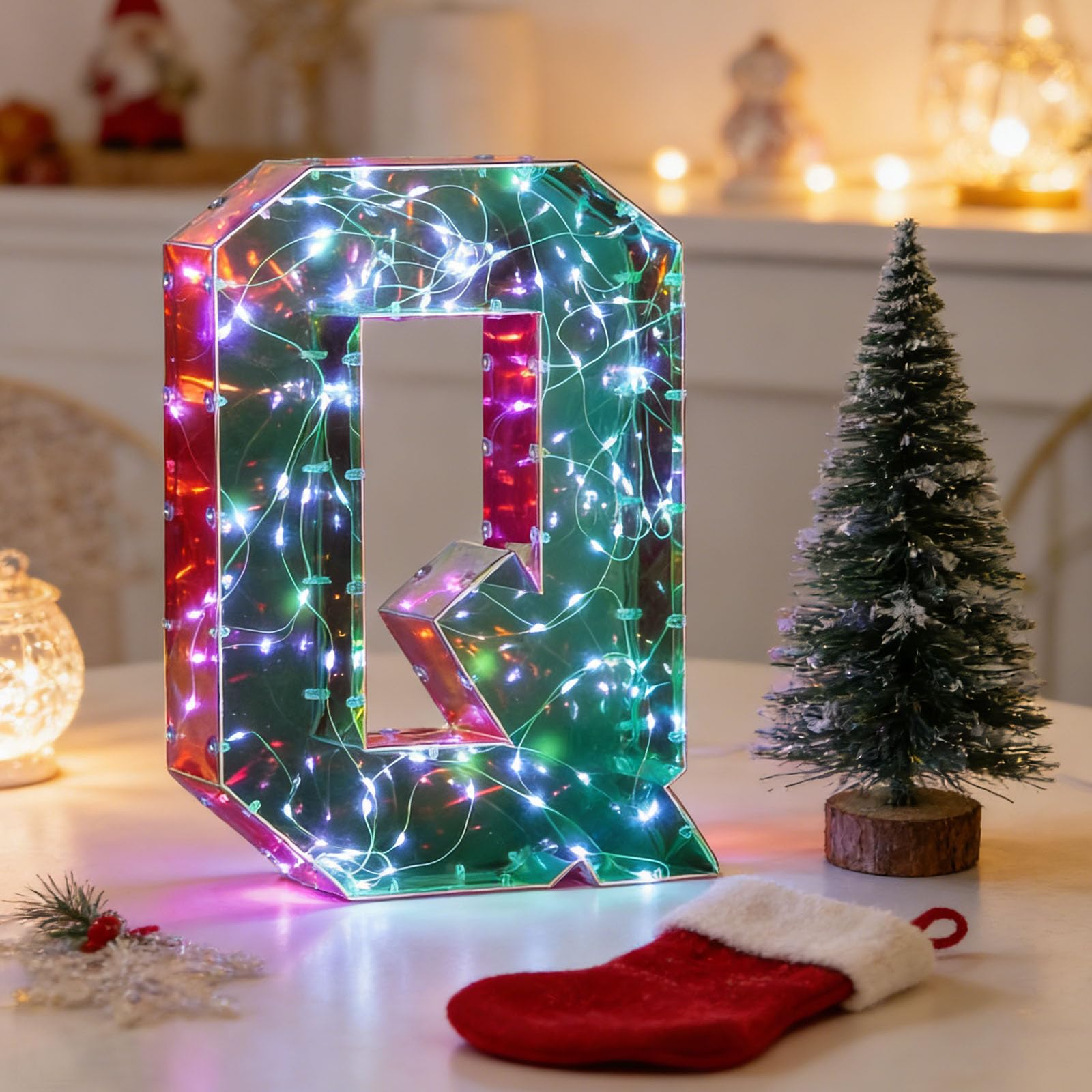 LED Marquee Sign Light Up Letters, Alphabet Light Up Letters Sign, Battery Powered LED Letter Lights for Night Light, Wedding, Birthday, Party, Christmas or Home Decor (Letter Q 7.87"5.71"1.89") — image 1