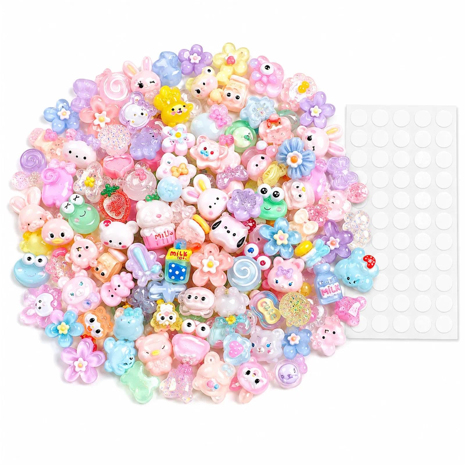 120PCS Flatback Resin Charms, Cute Slime Charms for DIY Crafts