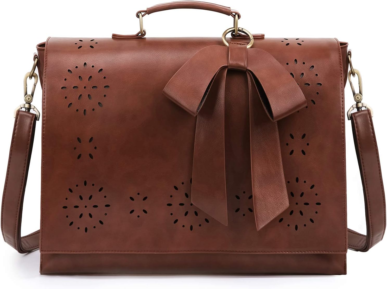 ECOSUSI Women's Briefcase Vegan Leather Laptop Bag for Work Shoulder Computer Satchel Bag with Detachable Bow