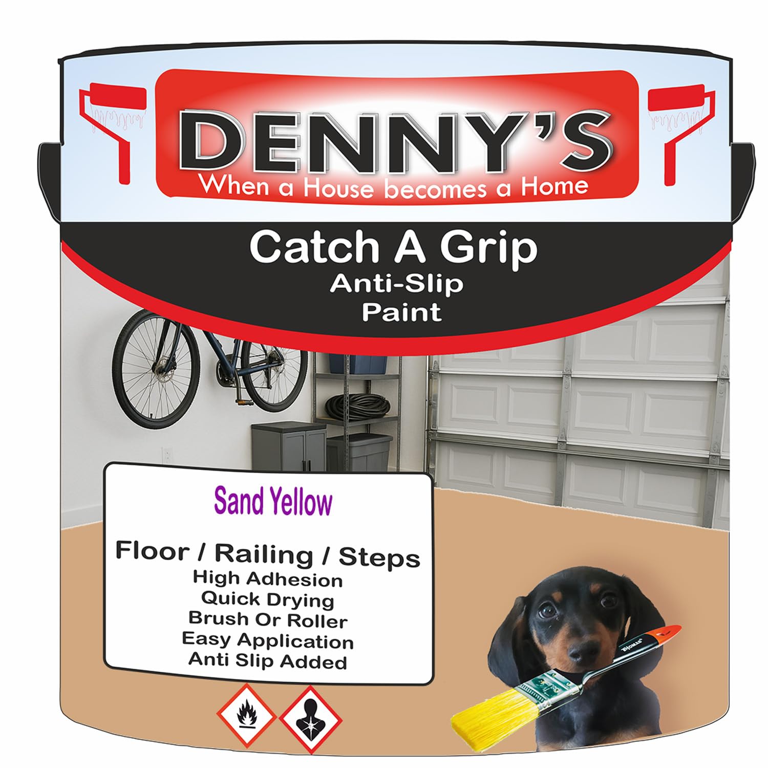 SCOOBYS PAINTS BACK IN THE MIX Catch A Grip Anti Slip Floor Paint – Non Slip Coating for Steps, Railings & Garages – 170 Colours, High Adhesion, Quick Dry, Multiple Sizes (Sand Yellow, 250ml Tin)